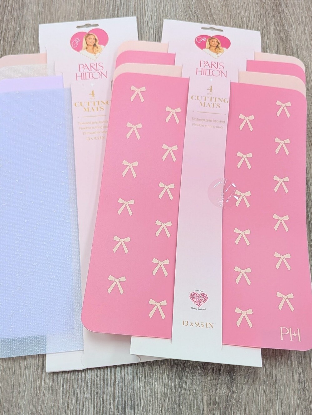 New Paris Hilton 8pc Pink Bow Purple Cutting Mats